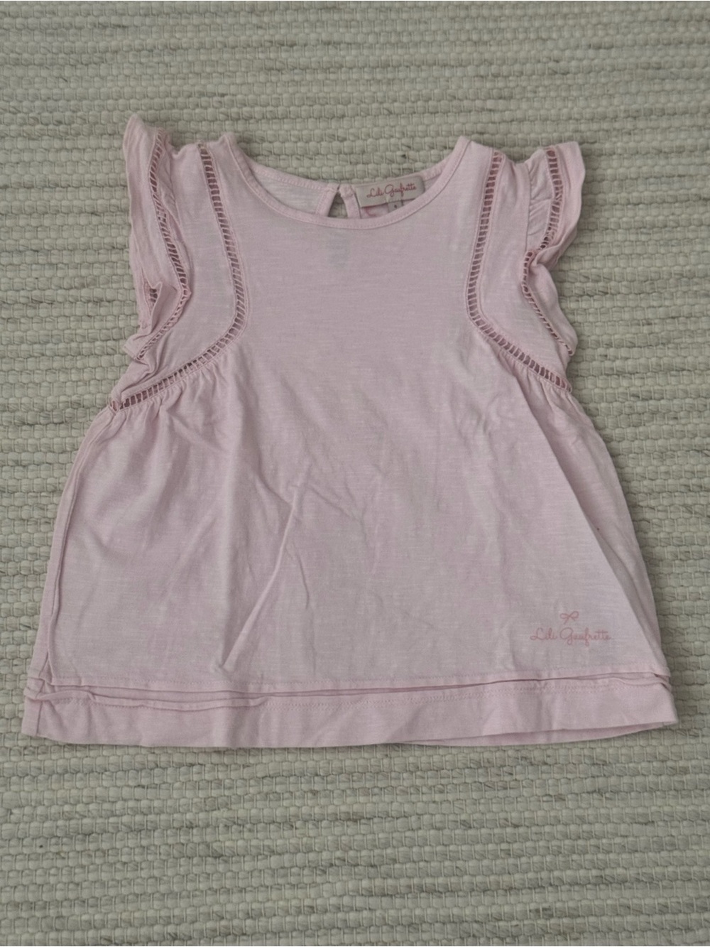 Lili Gaufrette Girls Pink Ruffle Sleeve Tee Top - 6 Years